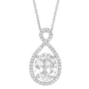 Zales Sterling Silver Lab Created Sapphire Asymmetric Infinity Necklace (NWT)